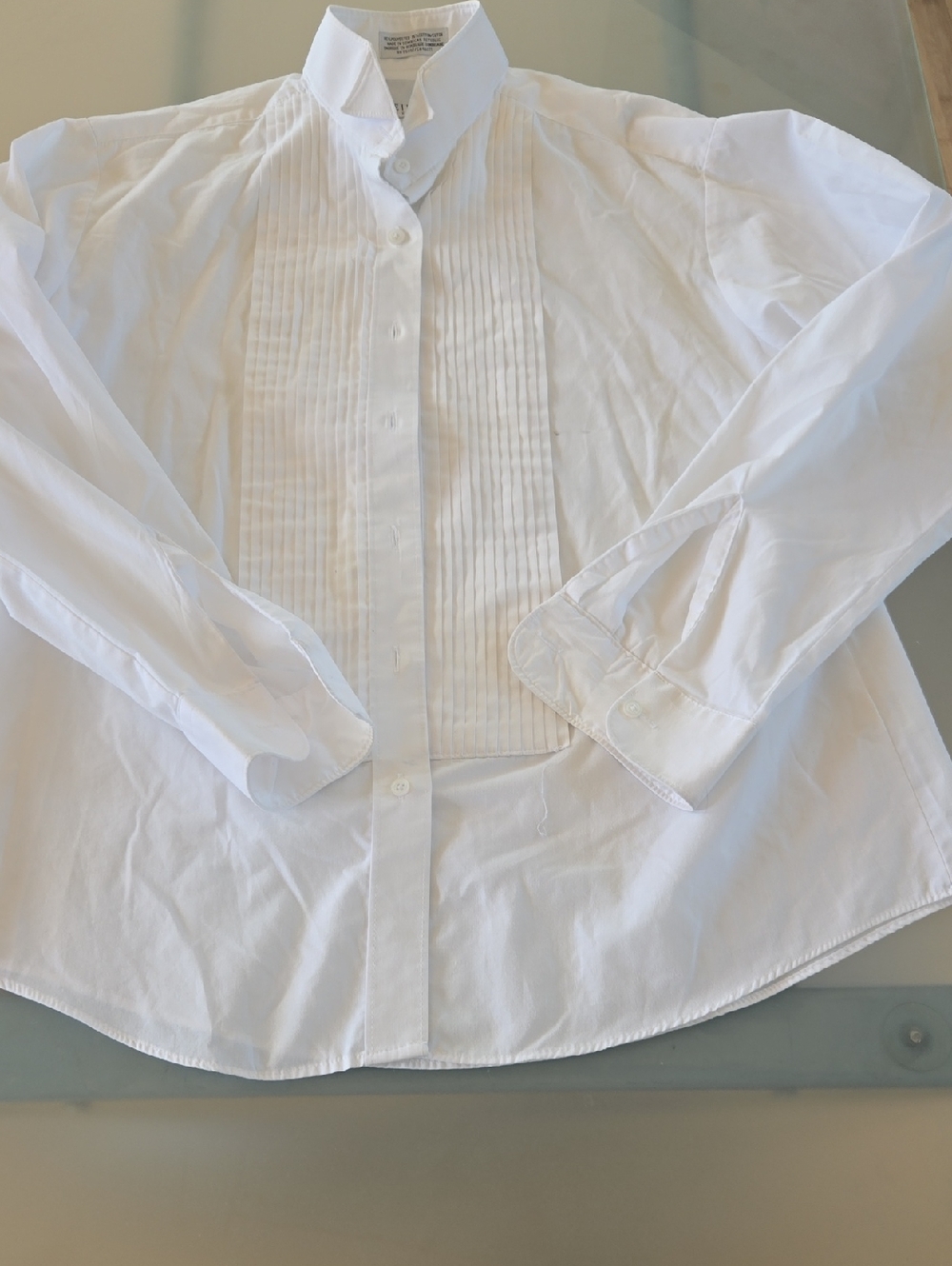Classic White Pleated Front Button-Down Shirt - Women's